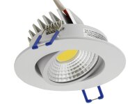 LED-Einbauleuchte "COB-5", 5W, 420lmALU, 3000K, 95°, Ø85xT47mm, Rahmen weiß