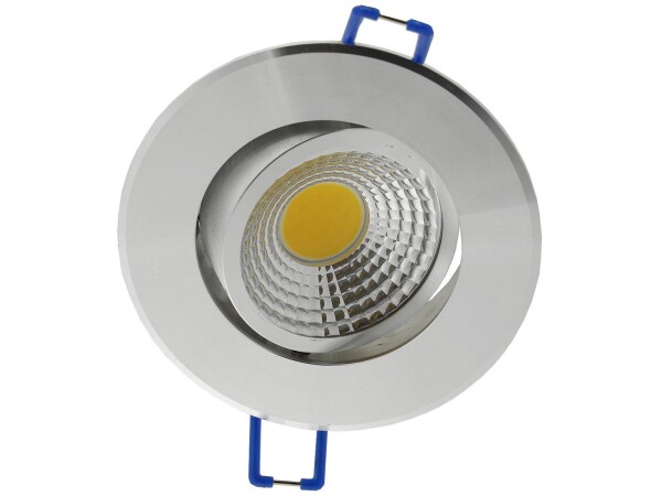 LED-Einbauleuchte "COB-5", 5W, 420lm ALU, 3000K, 75°, Ø85xT47mm, Rahmen chrom