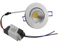 LED-Einbauleuchte "COB-5", 5W, 420lm ALU, 3000K, 75°, Ø85xT47mm, Rahmen chrom