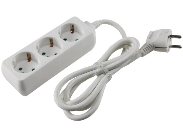 Schutzkontakt-Steckdosenleiste 3-fach 3600W, 1,4mKabel, weiß