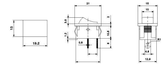 Mini-Wippenschalter McPower, 2-polig, 250V/3A, Stellungen: EIN/AUS