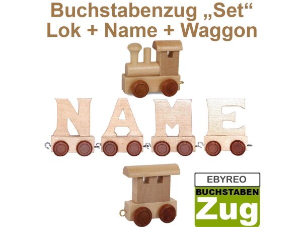 EbyReo® Buchstabenzug  Lok + Felix + Endwaggon