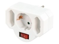 Steckdosenadapter McPower, 1x Schutzkontakt, 2x Euro, mit Schalter