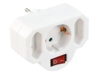 Steckdosenadapter McPower, 1x Schutzkontakt, 2x Euro, mit Schalter