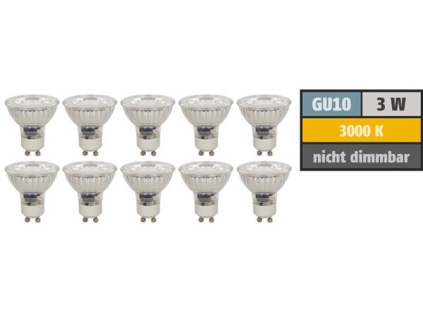 LED-Strahler McShine MCOB GU10, 3W, 250 lm, warmweiß, 10er-Pack