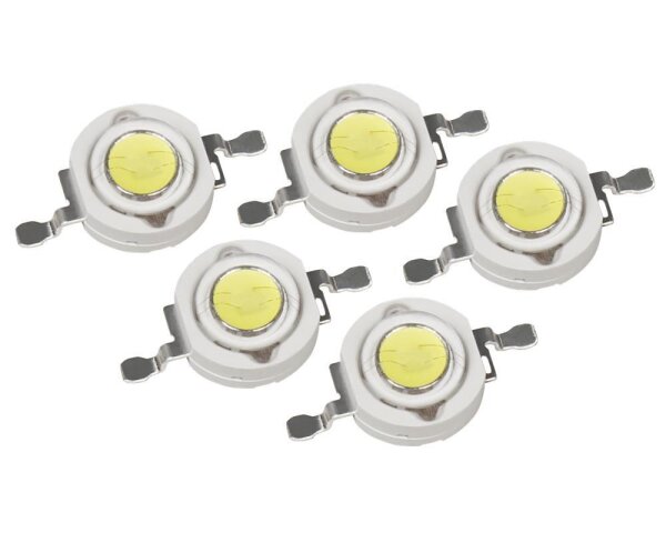 High Power LED Bauteil, 5er Set, 1W, tageslichtweiß