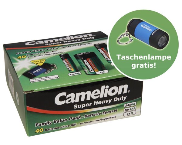 CAMELION Super Heavy Duty Set 40-tlg, 24xAA Mignon, 12xAAA Micro, 4xC Baby