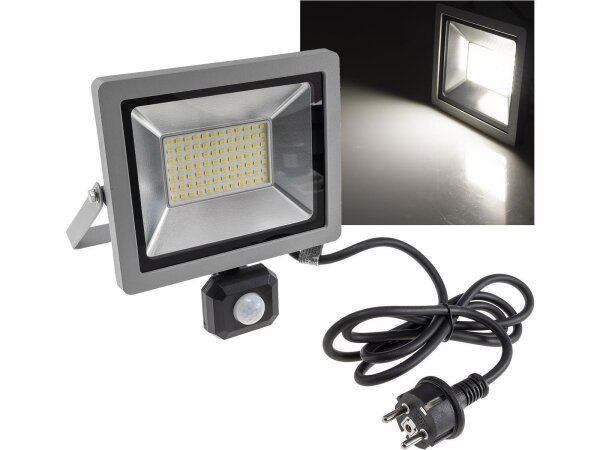 LED-Fluter SlimLine "CTF-SLT50 PIR"50W, IP44, 5220lm, 4000K, Bewegungsmelde