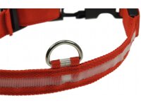 Hunde-Halsband leuchtend mit LED 52-60cm, Größe XL, rot