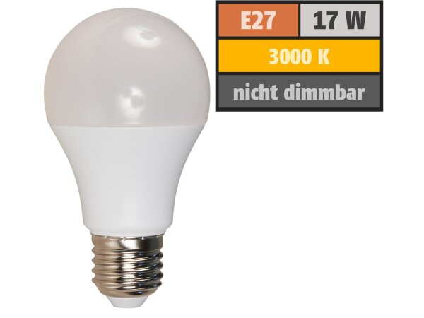 LED Glühlampe McShine, E27, 17W, 1520lm, 220°, 3000K, warmweiß, Ø60x139mm