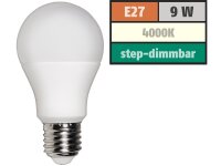 LED Glühlampe McShine, E27, 9W, 820 lm, 4000K, neutralweiß, step dimmbar 100/50/10%