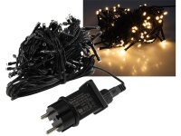 LED Aussen-Lichterkette "CT-ALK100" 10m warmweiß, Kabel schwarz, IP44, 100 LEDs