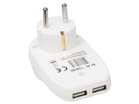 Zwischenstecker McPower, mit 2x USB, 5V max 2,1A, Steckdose 230V/16A