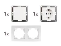 Schalter und Steckdosen Set McPower Flair Tür 2-fach Profi, weiß, 3-teilig, Klemmanschluss