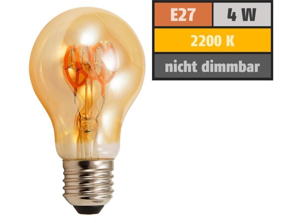 LED Filament Glühlampe McShine Retro E27, 4W, 280lm, warmweiß, goldenes Glas