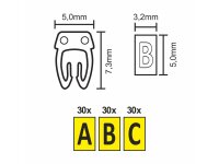 Kabelmarker-Clips McPower, bedruckt mit Buchstaben, Kabeldurchmesser bis 4mm