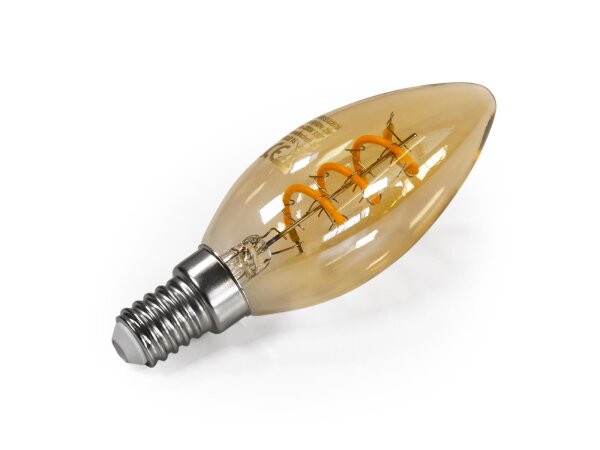 LED Filament Kerzenlampe McShine Retro E14, 2W, 150lm, warmweiß, goldenes Glas