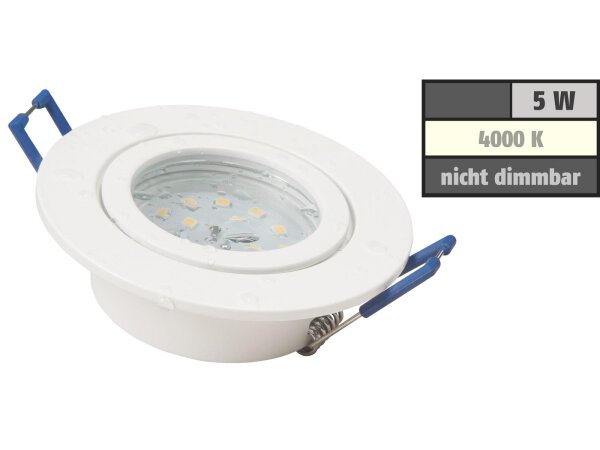 LED-Einbauleuchte McShine Flatty Ø83mm, 5W, 400lm, neutralweiß, IP44