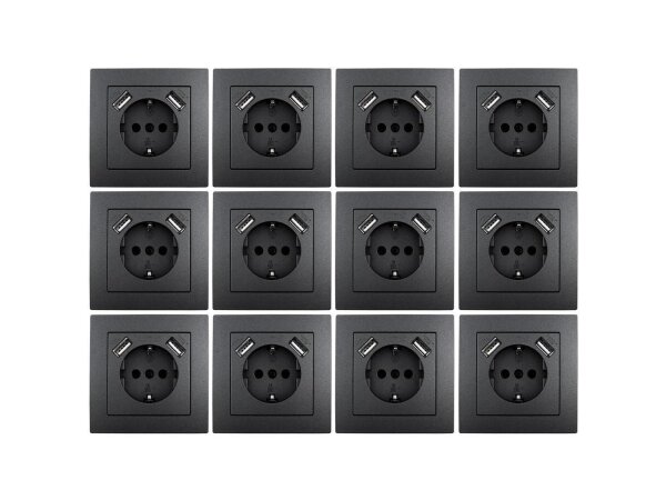 Schutzkontakt-Steckdose mit 2x USB McPower Flair 250V~/16A, 5V/2,1A, 12er-Pack