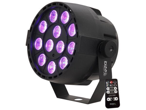 LED-Lichteffekt IBIZA PAR-MINI-RGB3 12x 3W RGB LED, Musiksteuerung, DMX