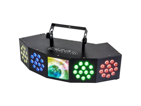 LED-Lichteffekt IBIZA COMBI-FX4 DMX gesteuert, 3in1 Wash-Moon-Strobe