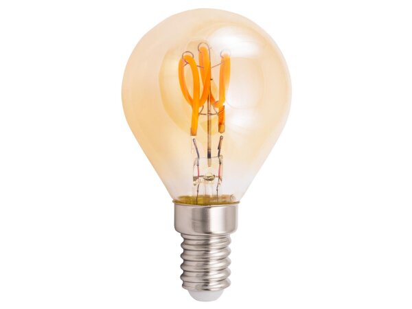 LED Filament Tropfenlampe McShine Retro E14, 1W, 90lm, warmweiß, goldenes Glas