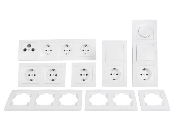 Schalter und Steckdosen Set McPower Flair Wohnlandschaft Dimmer, 20-teilig, weiß