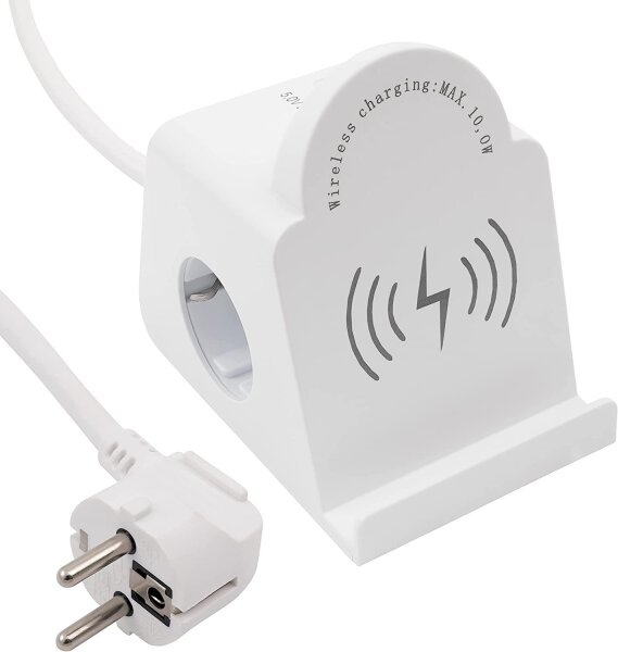 Tischsteckdose McPower BW-02 2x Steckdose, 3x USB, wireless Handyladegerät