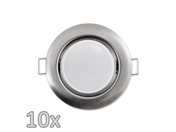 Einbauleuchten-Set McShine,10xRahmen, 10xLED-Modul, 5W, 440lm, 230V, Edelstahl