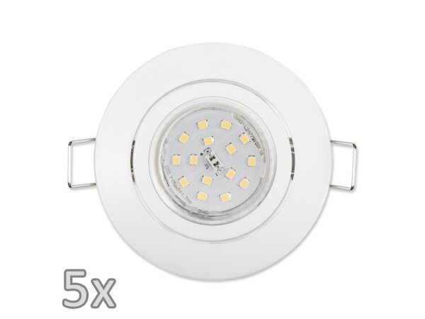 Einbauleuchten-Set McShine, 5xRahmen, 5xLED-Strahler, GU10, 5W, 500lm,schwenkbar