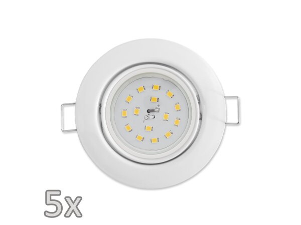 Einbauleuchten-Set McShine, 5xRahmen, 5xLED-Strahler, 5W, 400lm, 230V, weiß