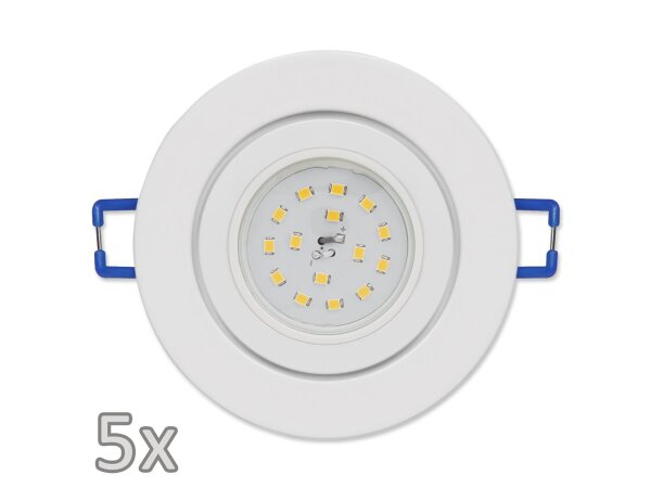 Einbauleuchten-Set McShine, 5xRahmen, 5xLED-Strahler, 5W, 400lm, 230V, weiß,IP44