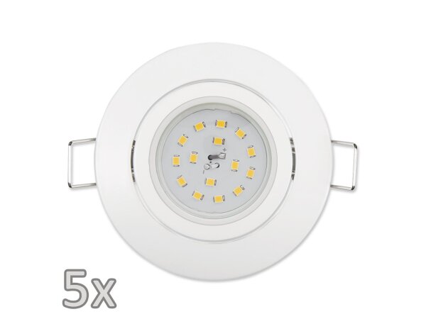 Einbauleuchten-Set McShine, 5xRahmen, 5xLED-Strahler, 5W, 400lm, 230V, weiß