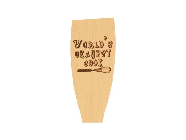 Pfannenwender mit Spruch Worlds okayest cook" aus Holz 30 cm"