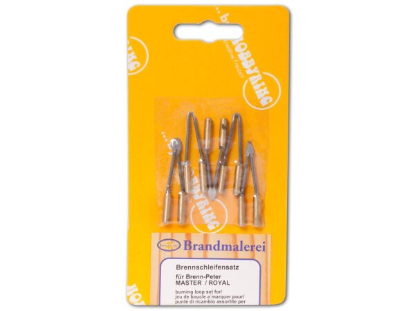 Brennschleifensatz für 90108/90109, 5er Set: 2x rund, 1x spitzflach, 1x rundflach, 1x eckigflach, 4mm-Aufnahme 15 cm