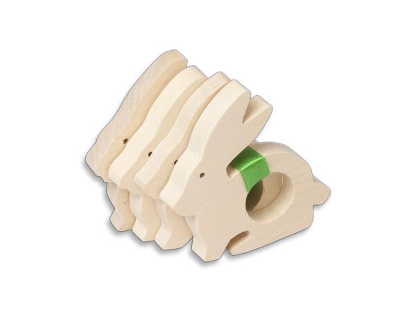 Serviettenringe, Hase, 4er Set aus Holz 8 cm