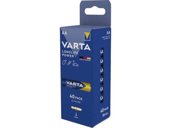 Mignon-Batterie VARTA Longlife Power Alkaline, Typ AA, LR06, 1,5V, 40er Pack