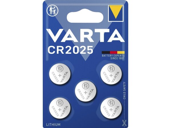 Lithium-Knopfzelle VARTA Electronics CR2025, 3V, 5er-Pack