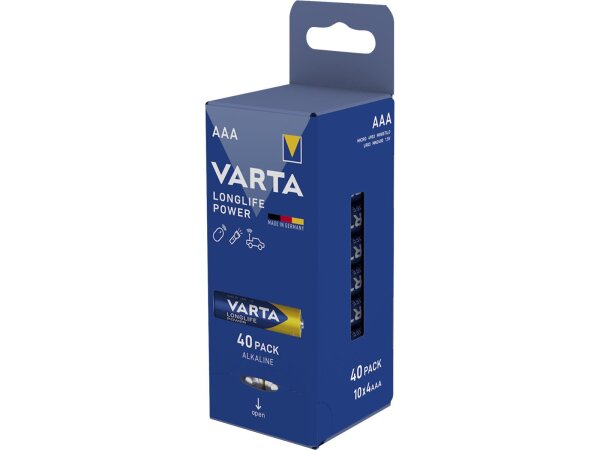 Micro-Batterie VARTA Longlife Power Alkaline, Typ AAA, LR03, 1,5V, 40er Pack