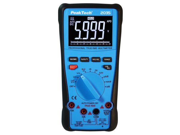 Digital Multimeter PeakTech P2035, 6000 Counts, 1000V, True RMS, USB