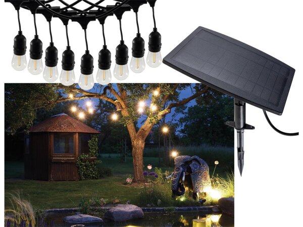 Biergarten-Lichterkette "CT-BGL 10Solar" 2m + 4,5m, 10x Filament Led Lampe, IP44