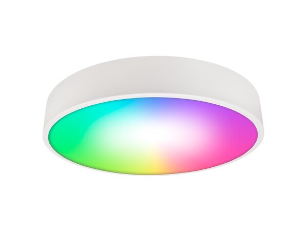 Wifi LED-Deckenleuchte McShine 36W, 4.450lm, Ø40cm, CCT+RGB, weiß