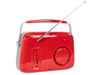 Tragbares Nostalgie Radio FREESOUND-VR40R mit Bluetooth, USB & FM 30W, rot