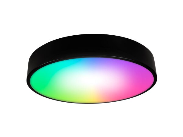 Wifi LED-Deckenleuchte McShine 36W, 4.450lm, Ø40cm, CCT+RGB, schwarz