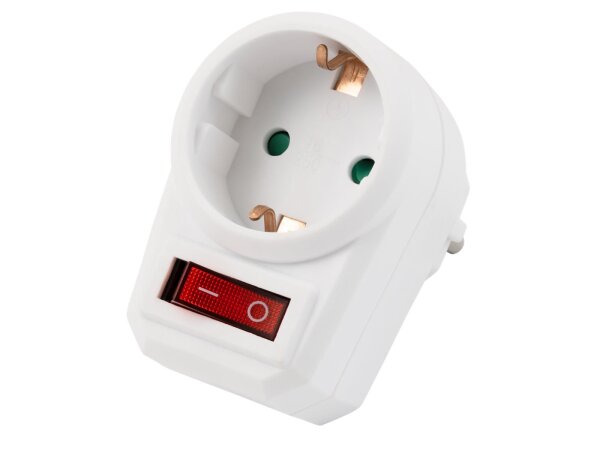 Steckdosenadapter McPower mit Schalter, 230V/3500W, 1-poliger AN/AUS Schalter