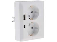 MILOS Schutzkontakt-Steckdose 2-fach 250V~/ 16A, 1x UP, USB A+C/PD, weiß matt