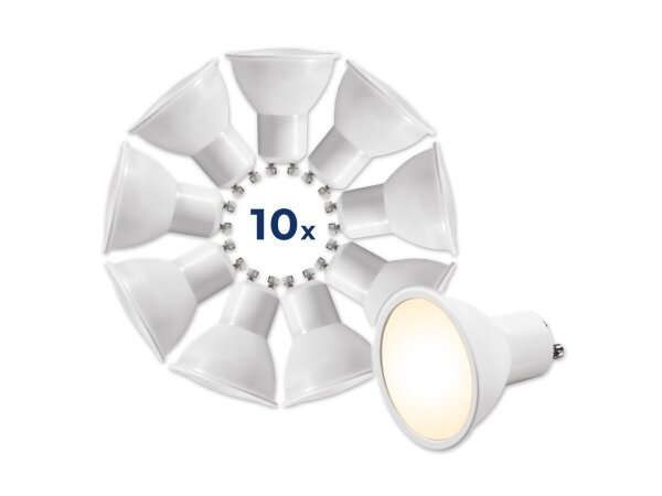 LED-Strahler McShine MS-60-10 GU10, 6W, 510lm, 3000K, warmweiß,10er-Pack