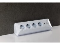 4-fach Steckdosenblock, USB-A+C, weiß 250V~/ 16A, Aufbaumontage, USB 3,1A, PD